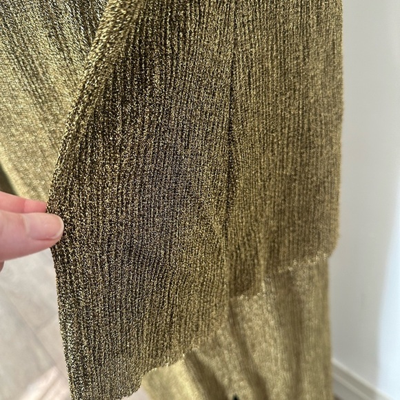 Designer Lenna Dress Gold  Metallic Cut-out Maxi M/L NWOT - Picture 6 of 16